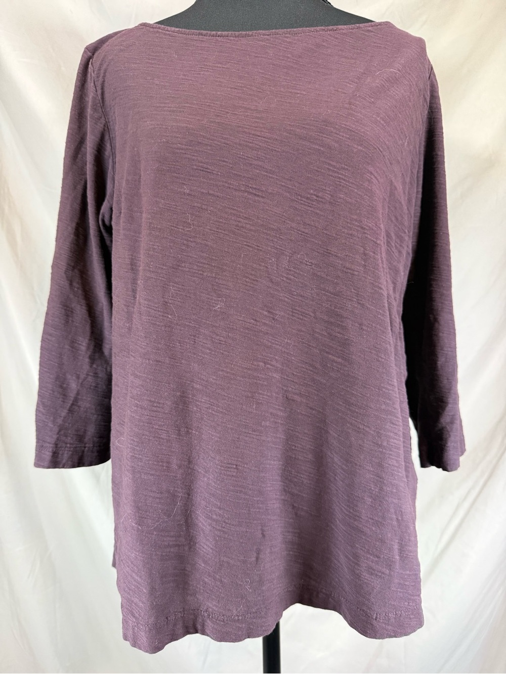 Michael‎ Stars Textured Tunic Top Deep Plum 3/4 Sleeve One Size